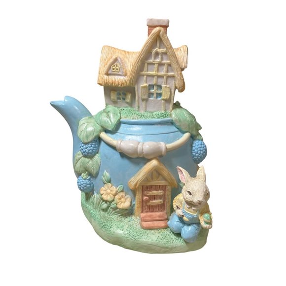 Working Vintage Enesco Music Box Teapot and Easter Bunny - Picture 1 of 10